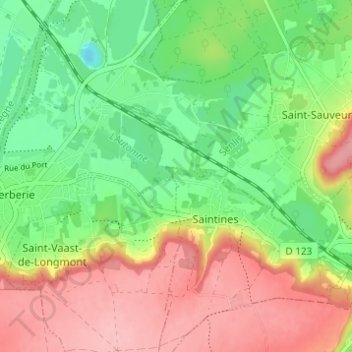 Mappa topografica Le Moulin Rouge, altitudine, rilievo