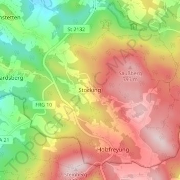 Mappa topografica Stocking, altitudine, rilievo