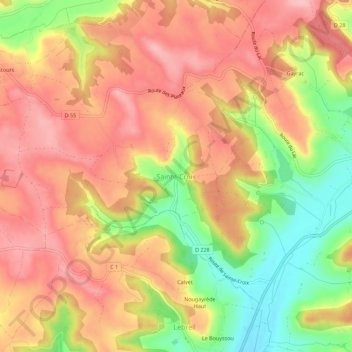 Mappa topografica Sainte-Croix, altitudine, rilievo