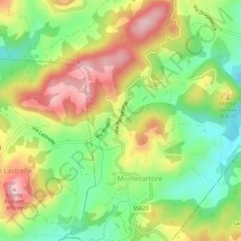 Mappa topografica Trappola, altitudine, rilievo