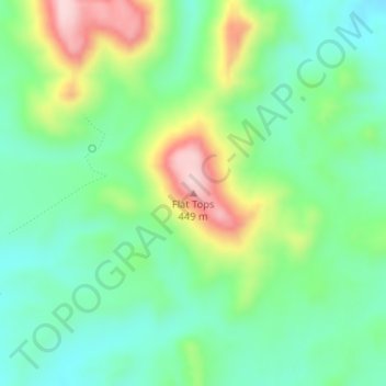 Mappa topografica Flat Tops, altitudine, rilievo