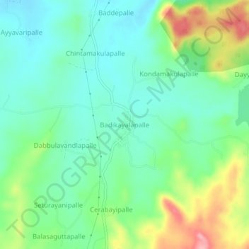 Mappa topografica Badikayalapalle, altitudine, rilievo