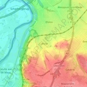 Mappa topografica Catsop, altitudine, rilievo