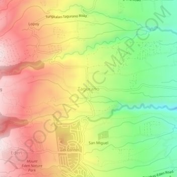 Mappa topografica Tagurano, altitudine, rilievo