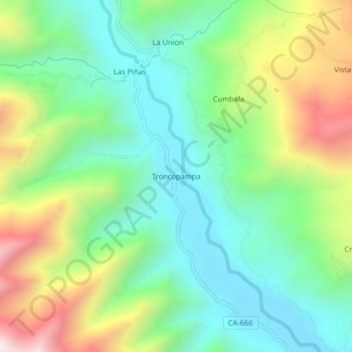 Mappa topografica Troncopampa, altitudine, rilievo