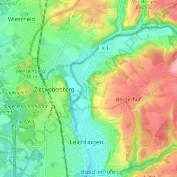 Mappa topografica Unterberg, altitudine, rilievo
