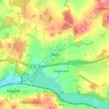 Mappa topografica Taltitz, altitudine, rilievo