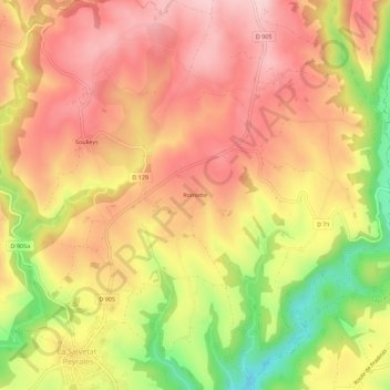 Mappa topografica Romette, altitudine, rilievo