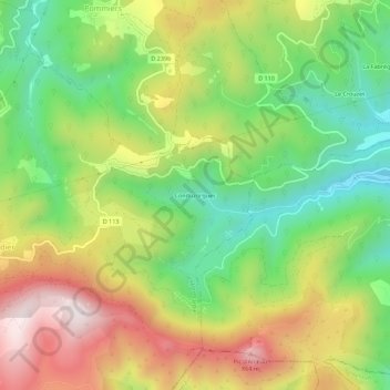 Mappa topografica Conduzorgues, altitudine, rilievo