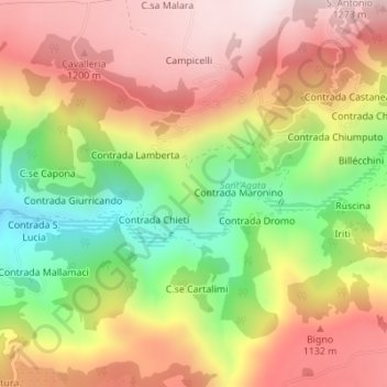 Mappa topografica Latro, altitudine, rilievo
