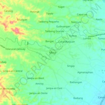 Mappa topografica Mina, altitudine, rilievo