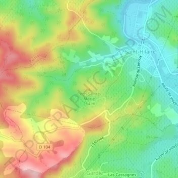 Mappa topografica Pech Sainte-Marie, altitudine, rilievo
