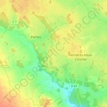 Mappa topografica Frémont, altitudine, rilievo