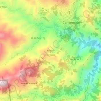 Mappa topografica Tropico, altitudine, rilievo