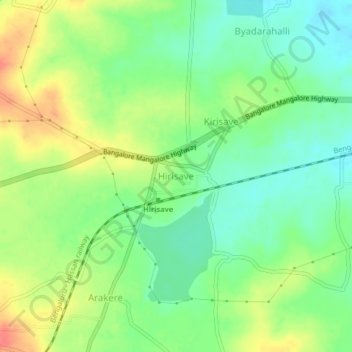 Mappa topografica Hirisave, altitudine, rilievo