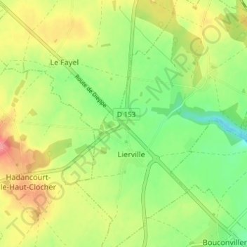 Mappa topografica Branchu, altitudine, rilievo