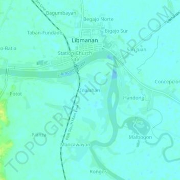 Mappa topografica Inalahan, altitudine, rilievo
