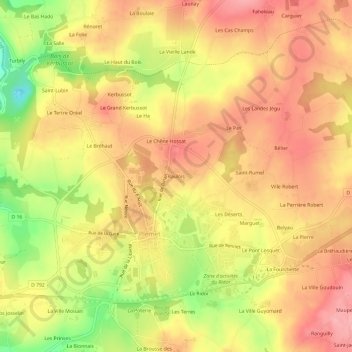 Mappa topografica Raulois, altitudine, rilievo