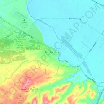 Mappa topografica East Garrison, altitudine, rilievo