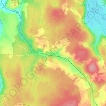 Mappa topografica Creux, altitudine, rilievo