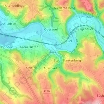 Mappa topografica Stein, altitudine, rilievo