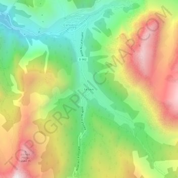 Mappa topografica Le Laus, altitudine, rilievo