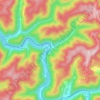 Mappa topografica English, altitudine, rilievo