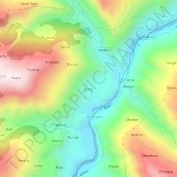 Mappa topografica Nanj, altitudine, rilievo