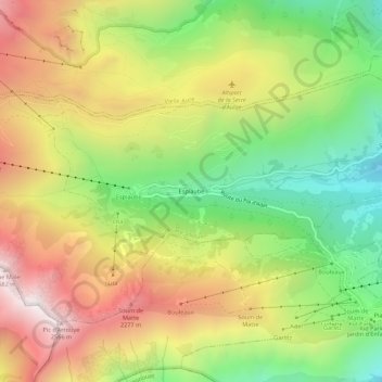 Mappa topografica Espiaube, altitudine, rilievo
