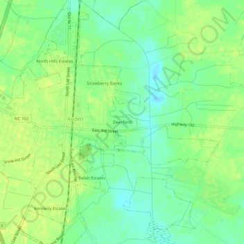 Mappa topografica Deerfield, altitudine, rilievo
