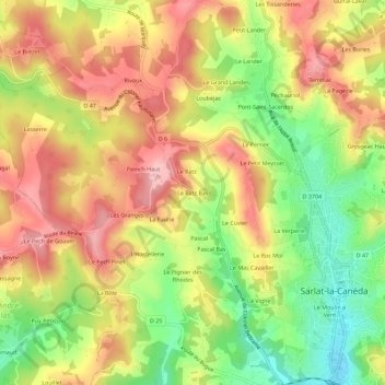 Mappa topografica Le Ratz Bas, altitudine, rilievo