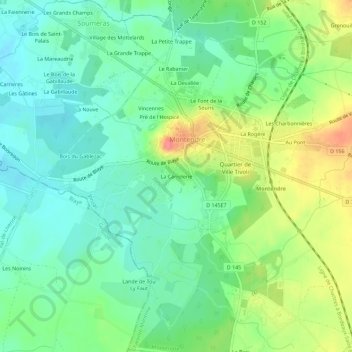 Mappa topografica La Carrelerie, altitudine, rilievo