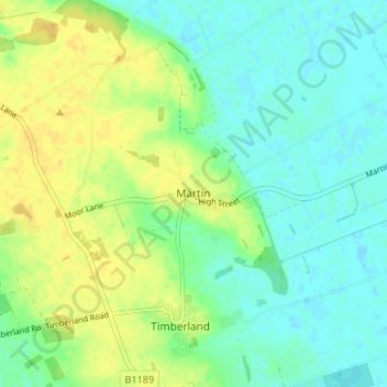 Mappa topografica Martin, altitudine, rilievo