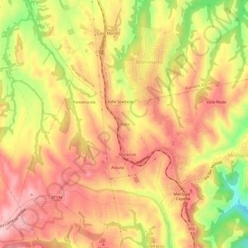 Mappa topografica Trullo, altitudine, rilievo