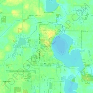 Mappa topografica Winsted, altitudine, rilievo