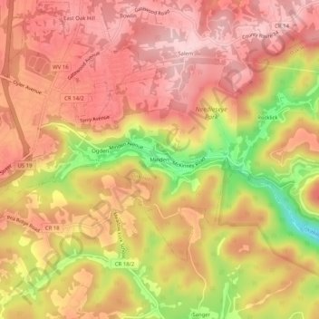 Mappa topografica Minden, altitudine, rilievo