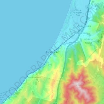 Mappa topografica Paekākāriki, altitudine, rilievo