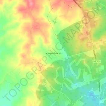 Mappa topografica Arlington Estates, altitudine, rilievo