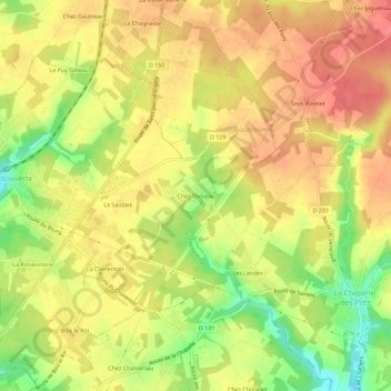 Mappa topografica Chez Thoreau, altitudine, rilievo