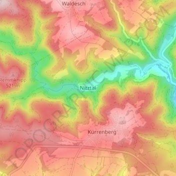 Mappa topografica Nitztal, altitudine, rilievo