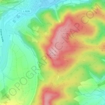 Mappa topografica Mäuseberg, altitudine, rilievo