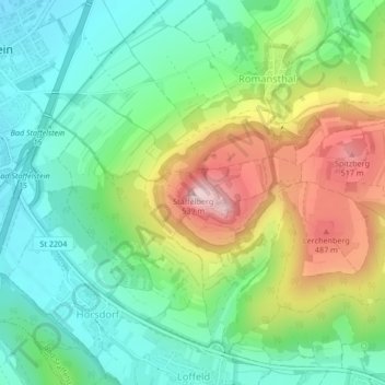 Mappa topografica Staffelberg, altitudine, rilievo