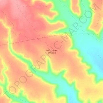 Mappa topografica Four Corner Windmill, altitudine, rilievo