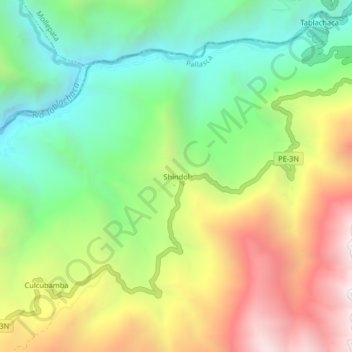 Mappa topografica Shindol, altitudine, rilievo
