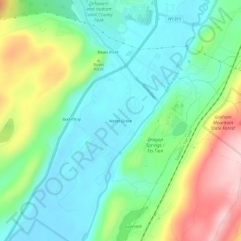 Mappa topografica Myers Grove, altitudine, rilievo
