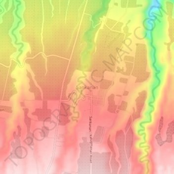 Mappa topografica Sankanan, altitudine, rilievo