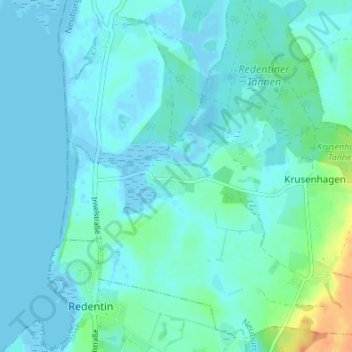 Mappa topografica Hof Redentin, altitudine, rilievo
