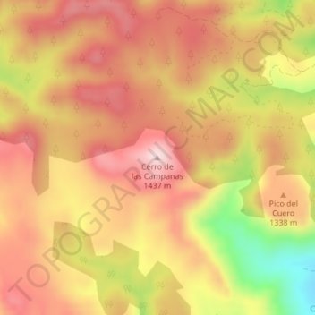 Mappa topografica Cerro de las Campanas, altitudine, rilievo