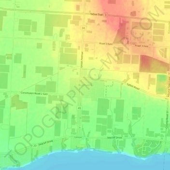 Mappa topografica Ruthven, altitudine, rilievo