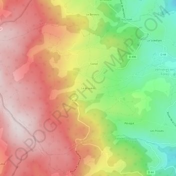 Mappa topografica La Bruyère, altitudine, rilievo